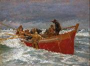 Michael Ancher The red rescue boat on its way out Germany oil painting artist